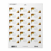 Elegante Zonnebloemen en Groen Trouwadres Etiket (Full Sheet)