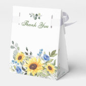 Elegante zonnebloemen eucalyptus bloemrijke bruids bedankdoosjes (Achterkant)