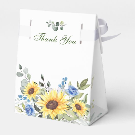 Elegante zonnebloemen eucalyptus bloemrijke bruids bedankdoosjes (Achterkant)