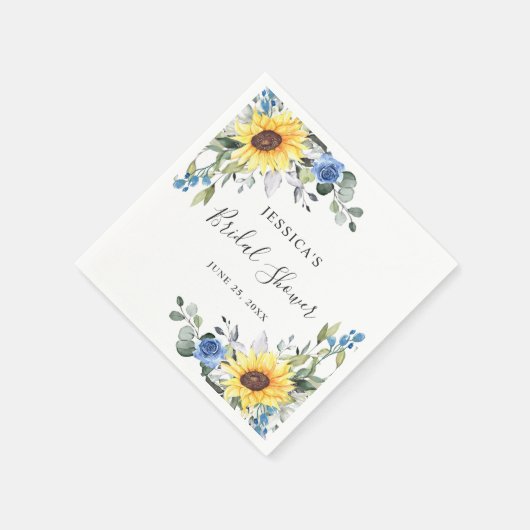 Elegante zonnebloemen eucalyptus bloemrijke bruids servet (Hoek)