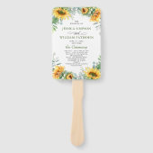 Elegante zonnebloemen Eucalyptus bruiloft programm Handwaaier (Voorkant)