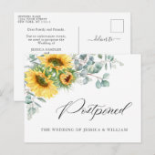 Elegante zonnebloemen eucalyptus bruiloft uitgeste briefkaart (Voorkant / Achterkant)