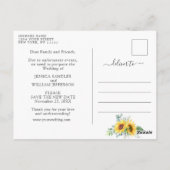 Elegante zonnebloemen eucalyptus bruiloft uitgeste briefkaart (Achterkant)