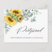 Elegante zonnebloemen eucalyptus bruiloft uitgeste briefkaart (Voorkant)