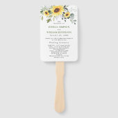 Elegante zonnebloemen Eucalyptus chic trouwprogram Handwaaier (Voorkant)
