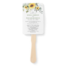 Elegante zonnebloemen Eucalyptus chic trouwprogram