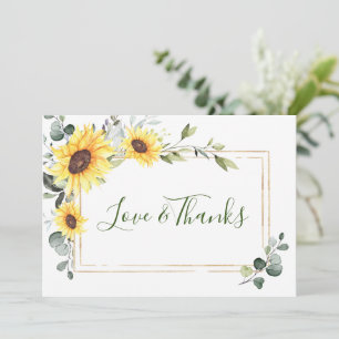 Elegante Zonnebloemen Eucalyptus Groenelementen Bedankkaart