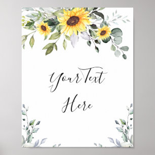 Elegante Zonnebloemen Eucalyptus Groenelementen Cu Poster
