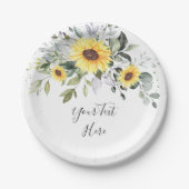 Elegante zonnebloemen Eucalyptus groenfeest Papieren Bordje (Voorkant)