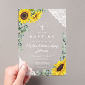 Elegante Zonnebloemen Eucalyptus Kant Meisje Doop Acryl Uitnodigingen (Insitu (Draagbaar))