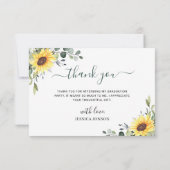 Elegante zonnebloemen Eucalyptus Loof Afstuderen  Bedankkaart (Achterkant)