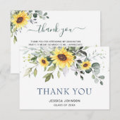 Elegante zonnebloemen Eucalyptus Loof Afstuderen  Bedankkaart (Voorkant / Achterkant)