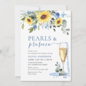 Elegante zonnebloemen Eucalyptus PARELS & Prosecco Kaart (Voorkant)