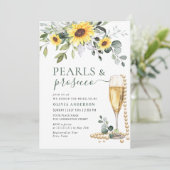 Elegante zonnebloemen Eucalyptus PARELS & Prosecco Kaart (Staand voorkant)