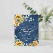 Elegante zonnebloemen Eucalyptus rustiek Dank u Briefkaart (Staand voorkant)