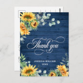 Elegante zonnebloemen Eucalyptus rustiek Dank u Briefkaart (Voorkant / Achterkant)