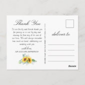 Elegante zonnebloemen Eucalyptus rustiek Dank u Briefkaart (Achterkant)