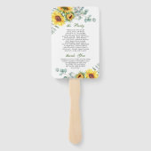 Elegante zonnebloemen eucalyptus trouwprogramma handwaaier (Achterkant)