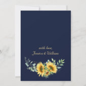 Elegante zonnebloemen Eucalyptus Waterverf bruilof Kaart (Achterkant)