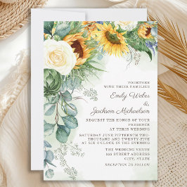 Elegante Zonnebloemen Eucalyptus Witte Rozen Bruil Kaart