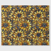 Elegante zonnebloemen faux Glas in lood Cadeaupapier (Vlak)