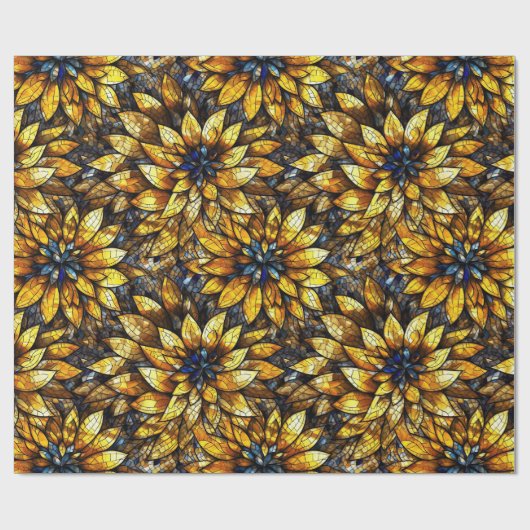 Elegante zonnebloemen faux Glas in lood Cadeaupapier (Vlak)