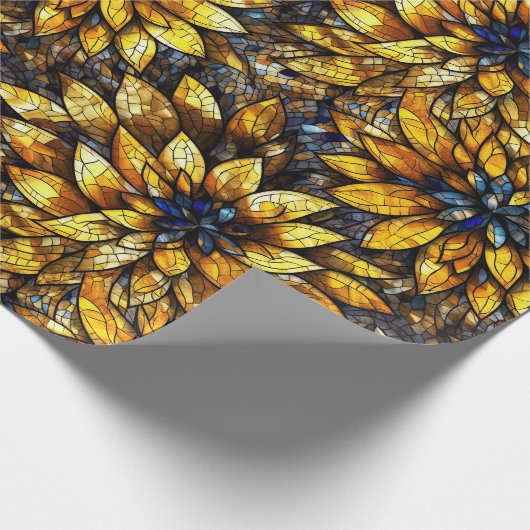 Elegante zonnebloemen faux Glas in lood Cadeaupapier (Hoek)