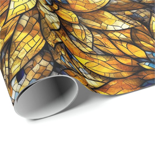 Elegante zonnebloemen faux Glas in lood Cadeaupapier (Rol Hoek)