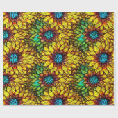 Elegante zonnebloemen faux Glas in lood Cadeaupapier (Vlak)