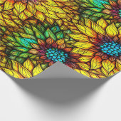 Elegante zonnebloemen faux Glas in lood Cadeaupapier (Hoek)