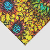 Elegante zonnebloemen faux Glas in lood Tissuepapier (Detail)