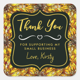 Elegante zonnebloemen gebrandschilderd glas kleine vierkante sticker
