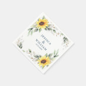 Elegante zonnebloemen groen bloemenbruiloft papier servet (Hoek)