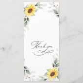 Elegante zonnebloemen groen bruiloft menu Kaart (Achterkant)