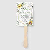 Elegante Zonnebloemen Groene Bloemige Trouwprogram Handwaaier (Voorkant)