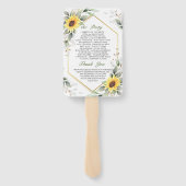 Elegante Zonnebloemen Groene Bloemige Trouwprogram Handwaaier (Achterkant)