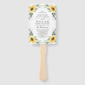 Elegante Zonnebloemen Groene Bloemige Trouwprogram Handwaaier (Voorkant)