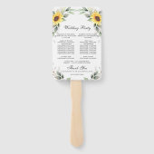 Elegante Zonnebloemen Groene Bloemige Trouwprogram Handwaaier (Achterkant)