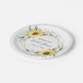Elegante Zonnebloemen Groene Bloemrijke Bruidsdouc Papieren Bordje (Gekanteld)