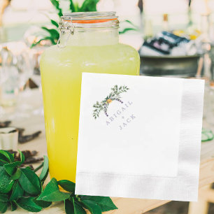 Elegante zonnebloemen & lavendel bruiloft geslagen servet