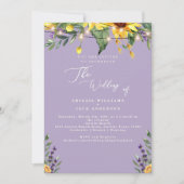 Elegante zonnebloemen & lavendel bruiloft II Kaart (Voorkant)