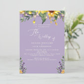 Elegante zonnebloemen & lavendel bruiloft II Kaart (Staand voorkant)