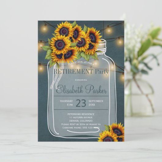 Elegante zonnebloemen metselaar jar navy pensioen  kaart (Staand voorkant)