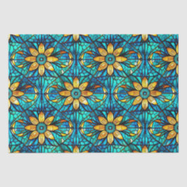 Elegante zonnebloemen namaak glas-in-lood patroon tissuepapier