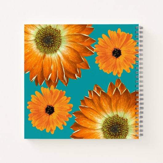 Elegante zonnebloemen notitieboek (Achterkant)