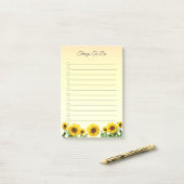 Elegante zonnebloemen om achteraf opmerkingen te m post-it® notes (Op bureau)