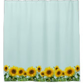 Elegante zonnebloemen op licht Bord blauw Douchegordijn (Voorkant)