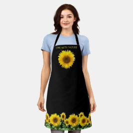 Elegante zonnebloemen op zwart schort