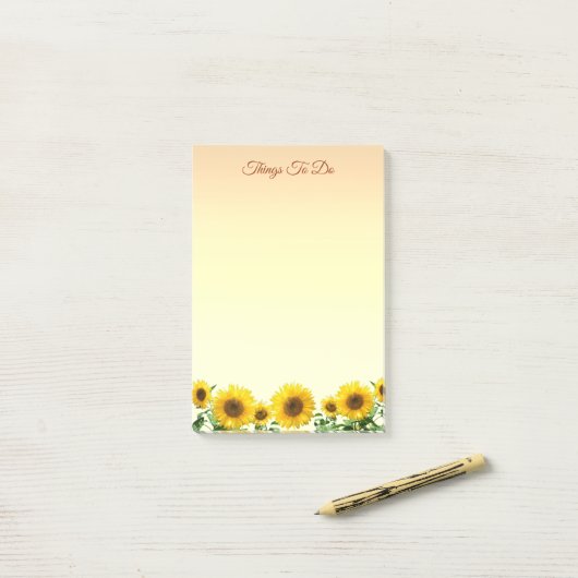 Elegante zonnebloemen post-it® notes (Op bureau)