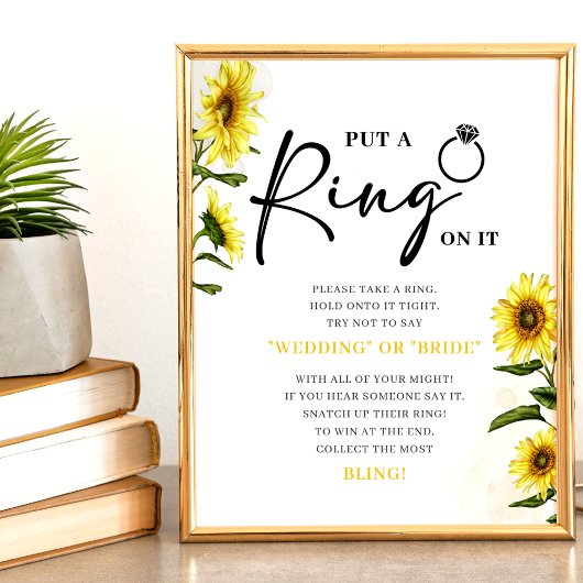 Elegante zonnebloemen | Ring Game Vrijgezellenfees Poster